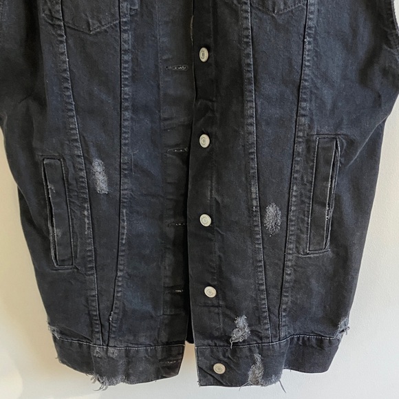 Zara Trafaluc Black Distressed denim vest size small long - Picture 3 of 8